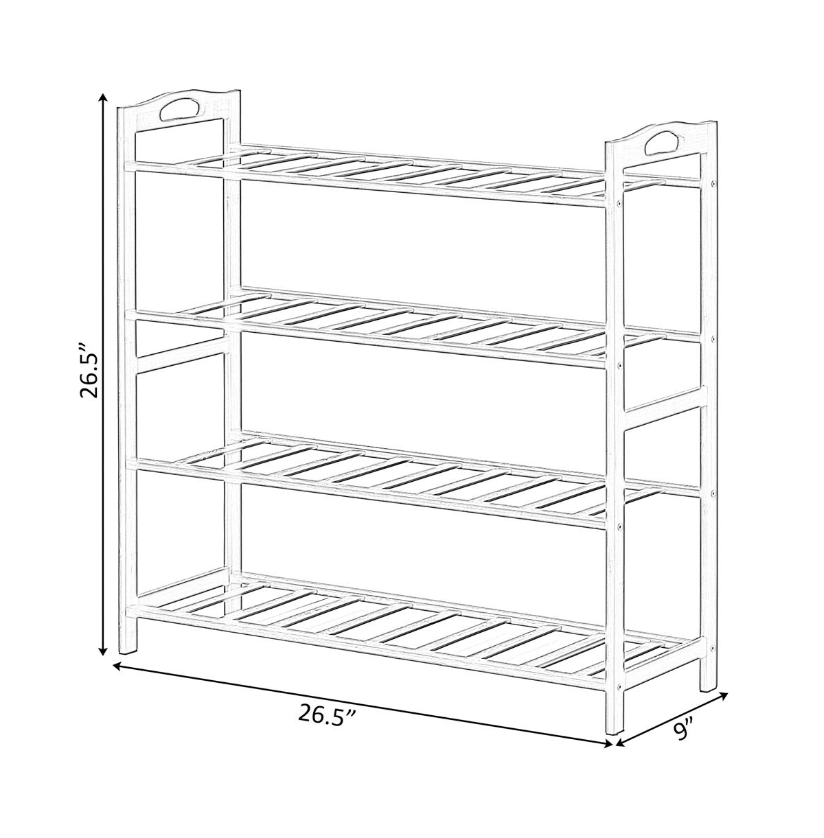 Basicwise Bamboo Storage Shoe Rack, Free Standing Shoe Organizer Storage Rack