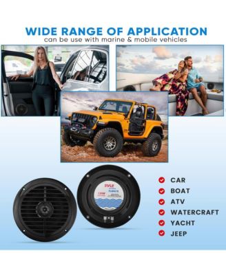 Dual 6.5'' Waterproof Marine Speakers, Full Range Stereo Sound, 120 Watt, Black