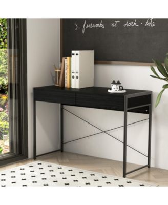 2-Drawer Home Office Desk with Steel Frame