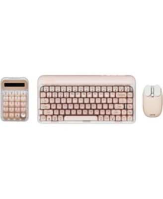 DOT Foundation Mechanical Keyboard with Wireless Numpad & Milk Tea Mouse, 75% Rechargeable Hot-swappable Keyboards with 3 Types Connection
