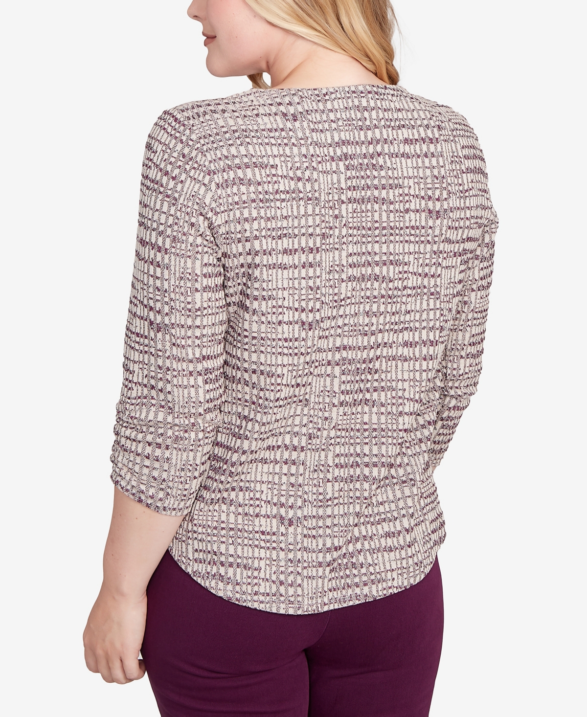 Alfred Dunner Plus Size Urban Legend Textured Shimmer Space Dye Top With Necklace In Multi