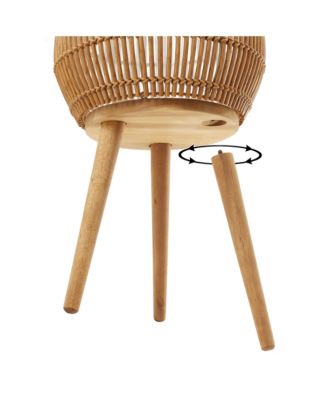 Floor Planter with Wood Legs in Natural, Planter Basket with Stand, Large Plant Pot Cover with Liner
