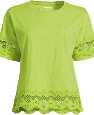 Women's Short Sleeve Slub Jersey Cutwork T-Shirt