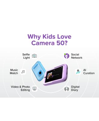 Camera 50 (Blue) New AI Editor Camera for Kids, 20MP Photos 1080P Video, Front & Selfie Lens, Birthday Gifts for Boys & Girls Ages 4-15 Portable Travel Friendly