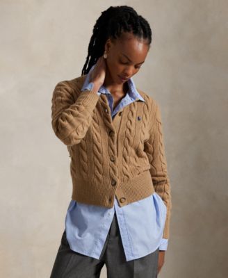 Women's Cable-Knit Wool-Cashmere Cardigan Sweater