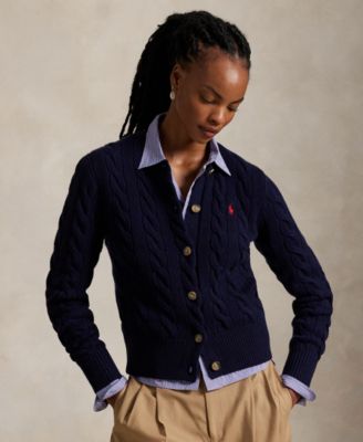 Women's Cable-Knit Wool-Cashmere Cardigan Sweater