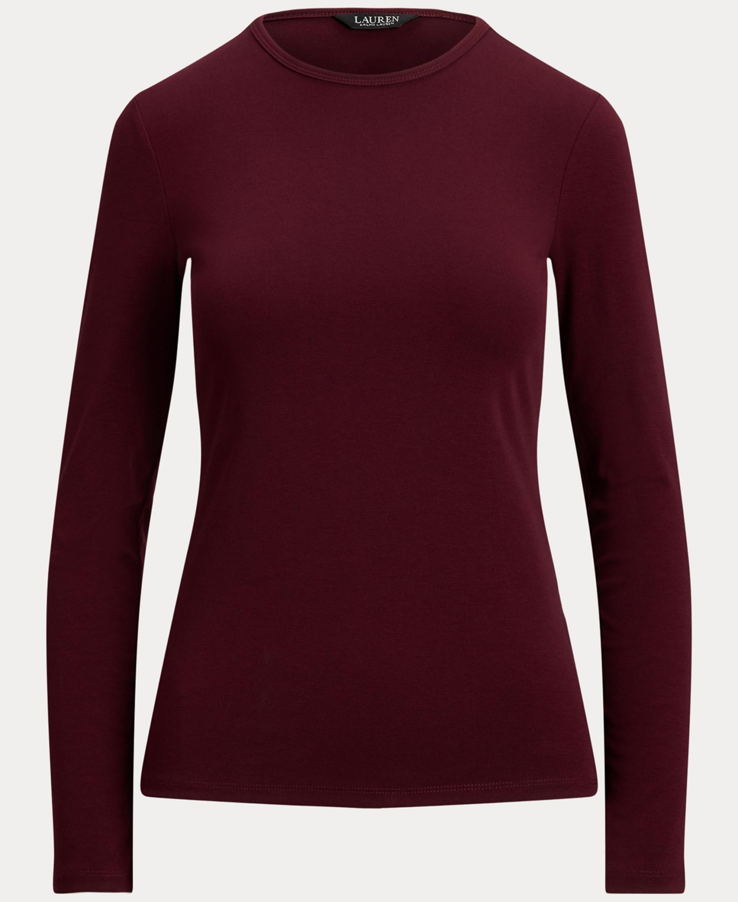 Женский топ Lauren Ralph Lauren Cotton-Blend Long-Sleeve, цвет: Тёмный гранатовый — фото 5
