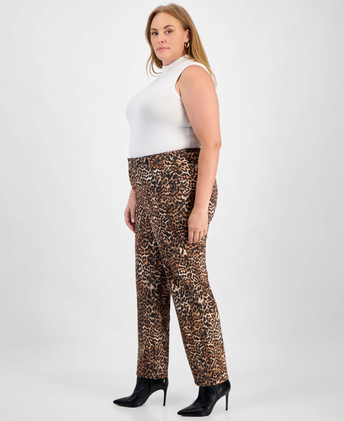 Jones New York Plus Size Printed Lexington Straight-leg Pants In Multi