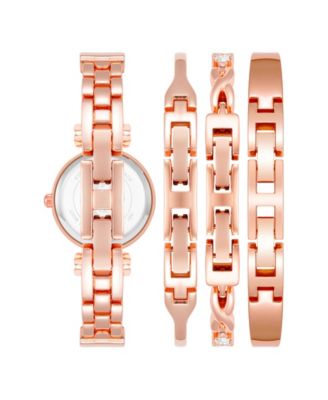 Women's Quartz Rose Gold-Tone Metal Alloy Bangle Watch Set, 24mm