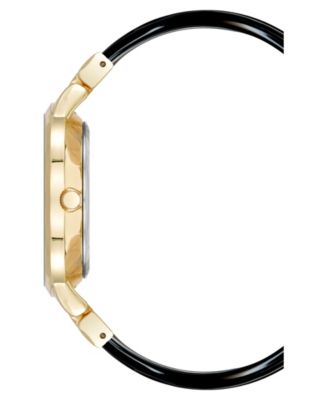 Women's Quartz Tan Acetate and Gold-Tone Metal Alloy Bangle Watch, 36mm