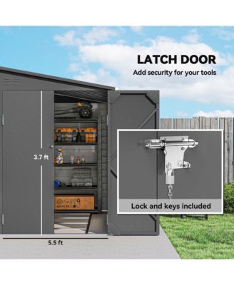 4.6' x 9' Metal Outdoor Storage Shed with Lockable Doors Dark