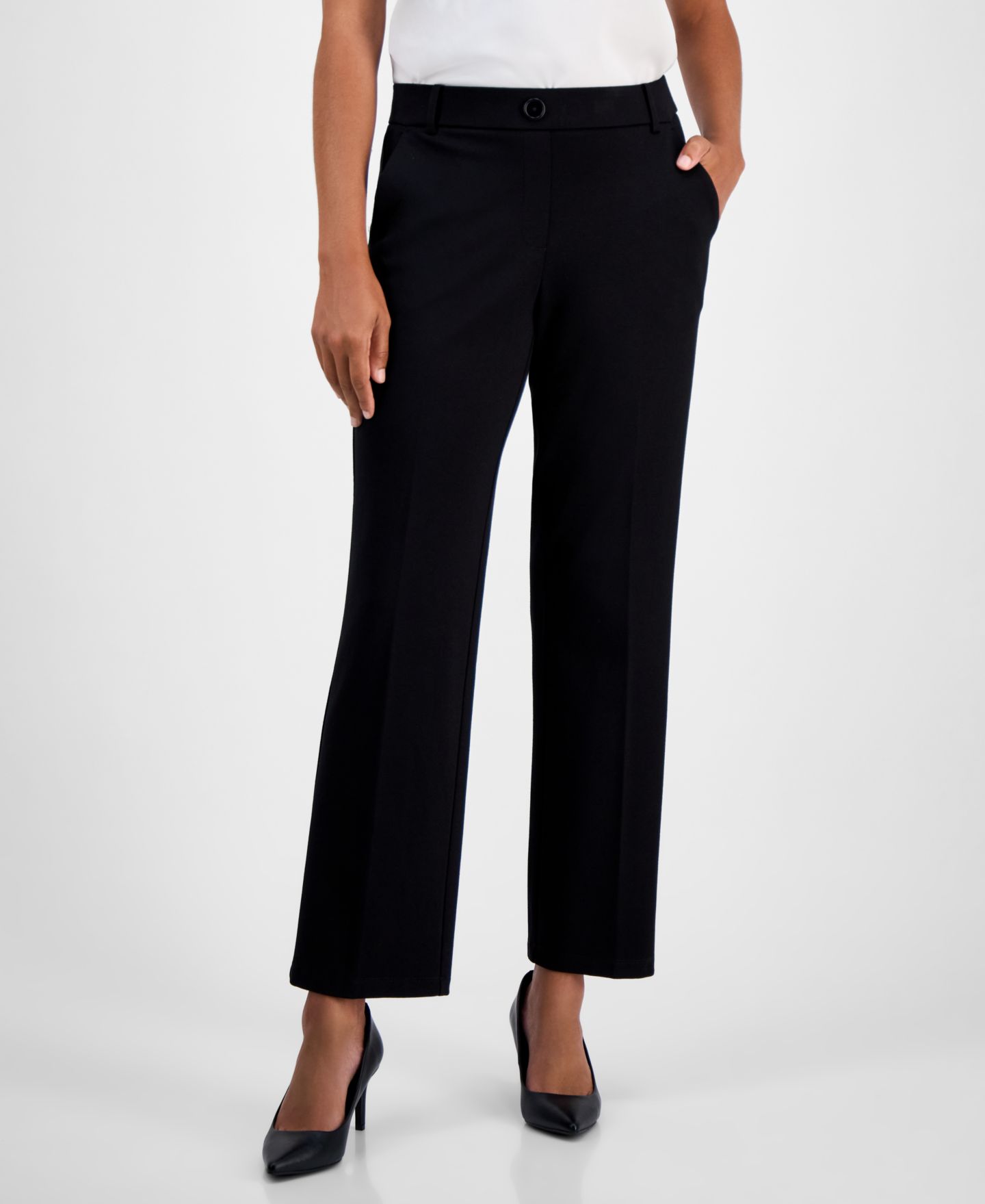 Женские брюки Kasper Audrey Pull-On Ponte Wide-Leg Trouser, цвет: Чёрный — фото 6