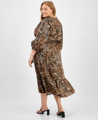 Plus Size Printed Elbow-Sleeve Dress