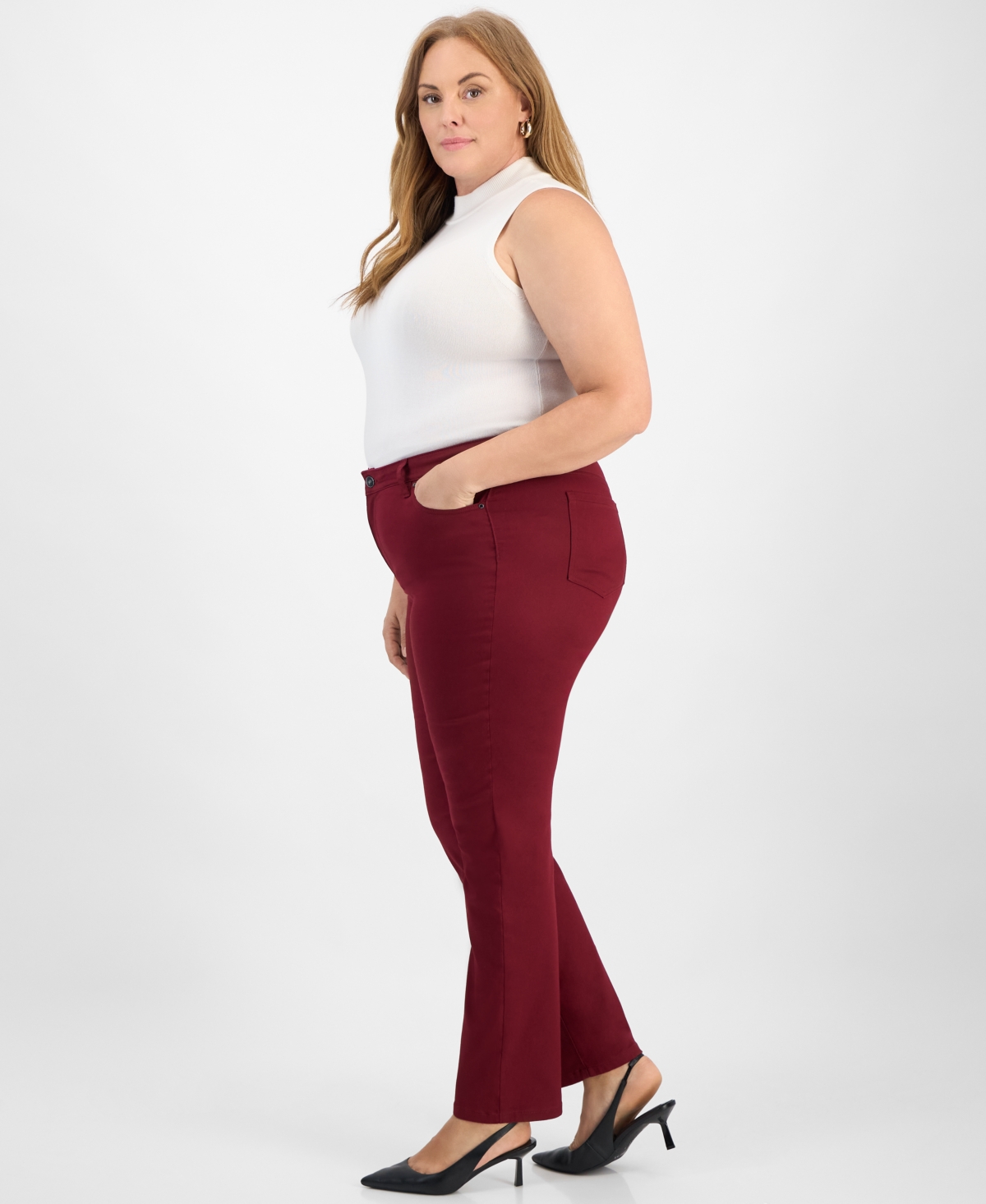 Jones New York Plus Size Lexington High-rise Straight Pants In Red