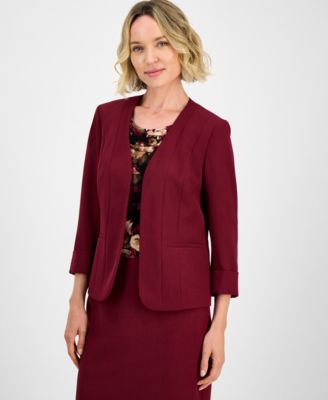 Kasper - Women's Collarless Open-Front Cuffed Jacket