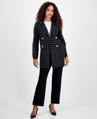 Notched-Collar Sweater Coat