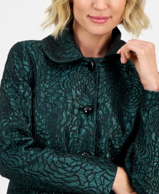 Women's Jacquard Peter-Pan-Collar Coat, Regular & Petite