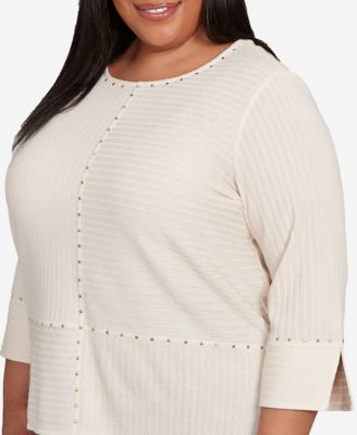 Plus Size Mount Laurel Heat Set Embellished Solid Top