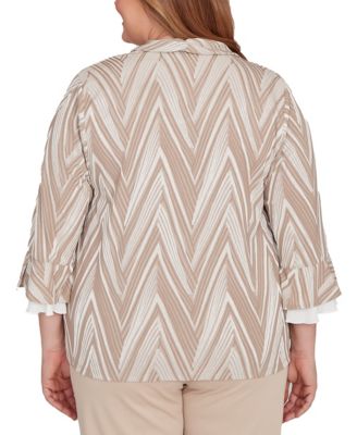 Plus Size Urban Legend Exploded Chevron Two In One Pull On Top with Necklace