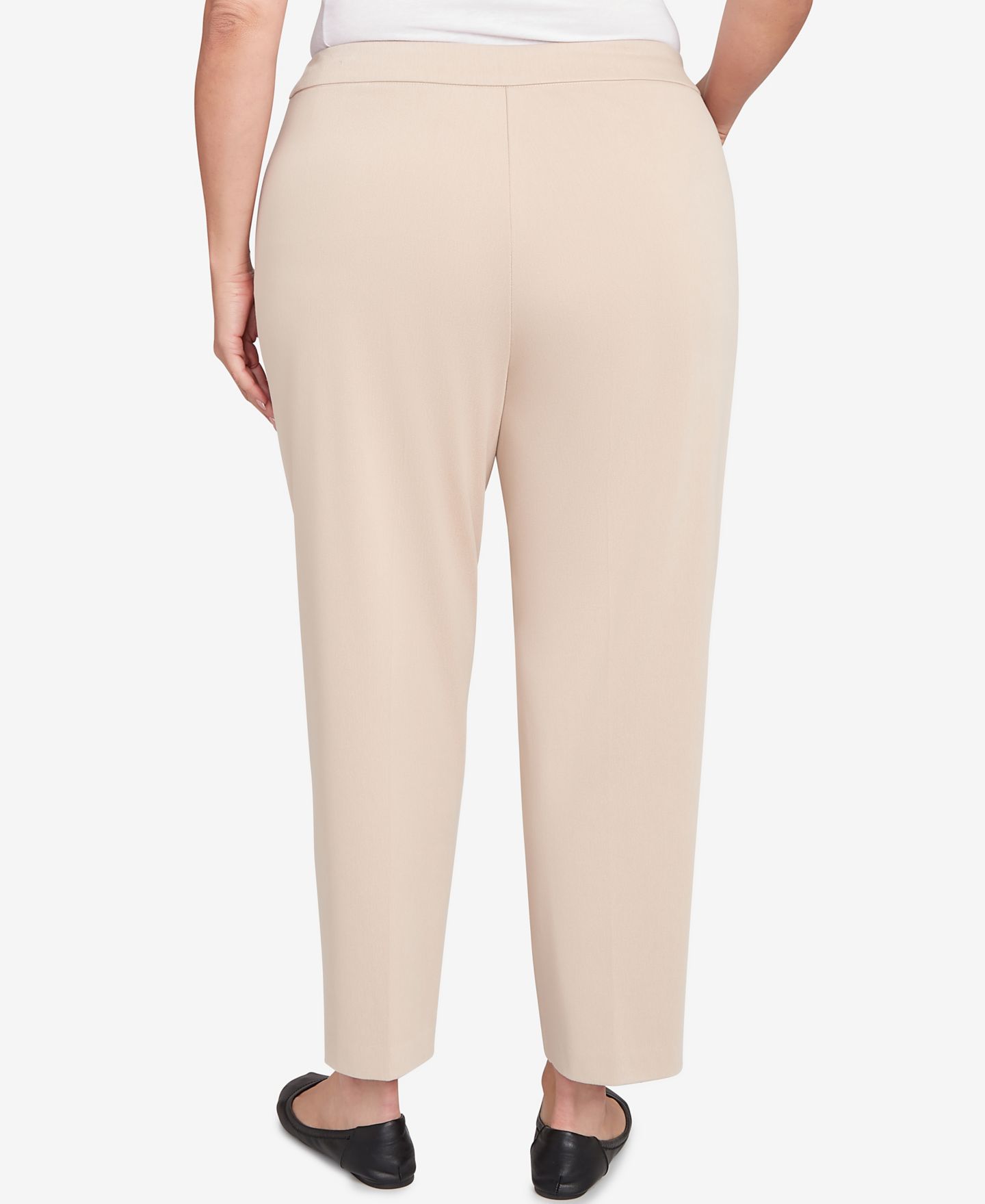 Женские брюки Alfred Dunner Plus Size Urban Legend Fitted Twill Pull On Short Length, цвет: Серо-бежевый — фото 4