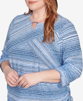 Plus Size As Usual Spliced Textured Stripe Knit Top