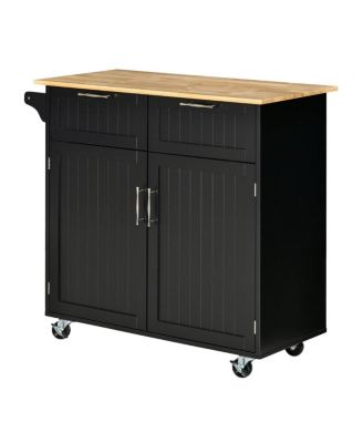 Black Kitchen Trolley: Modern Rolling Cart with Adjustable Shelving