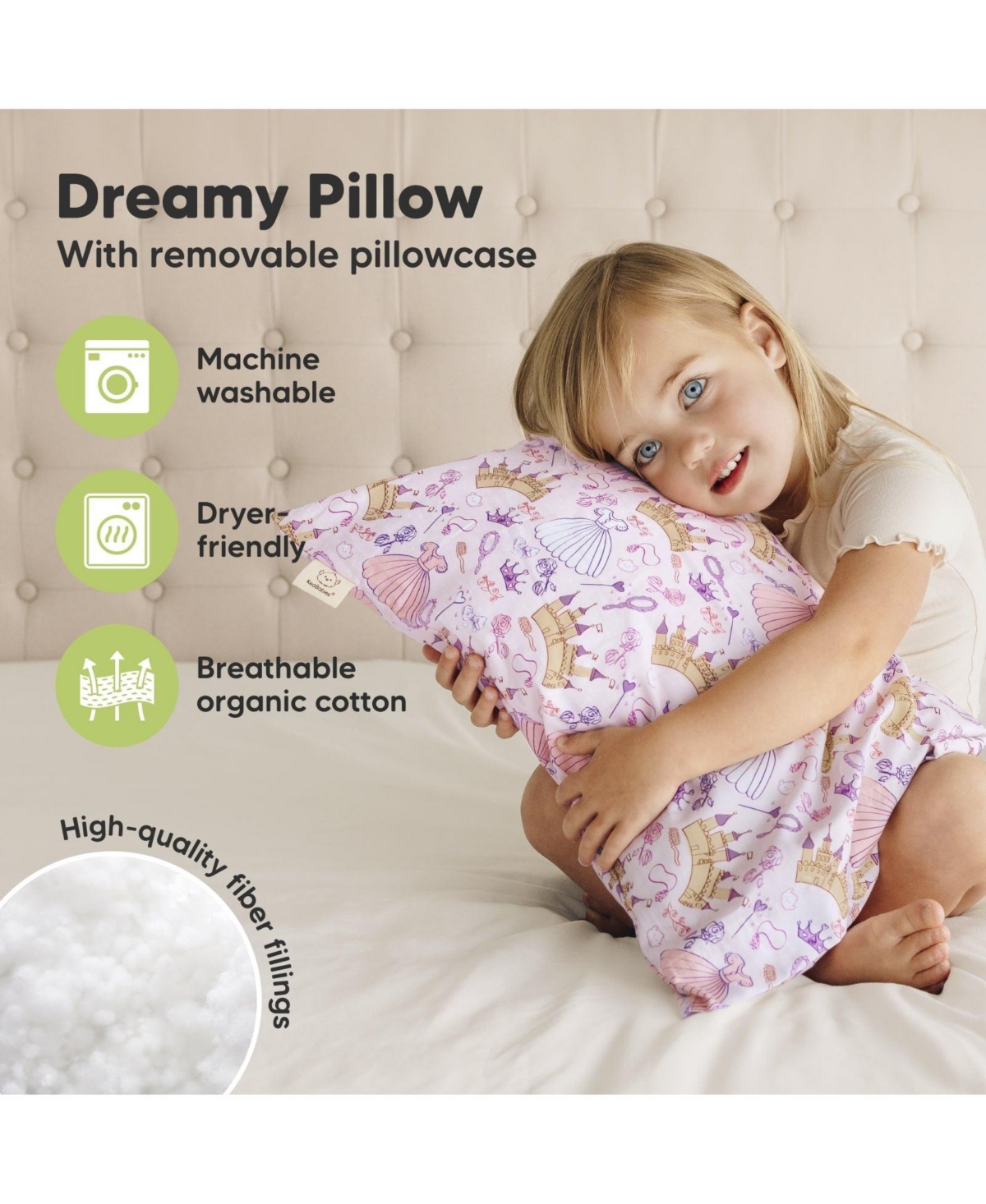 KeaBabies Toddler Pillow with Pillowcase, Small for Sleeping