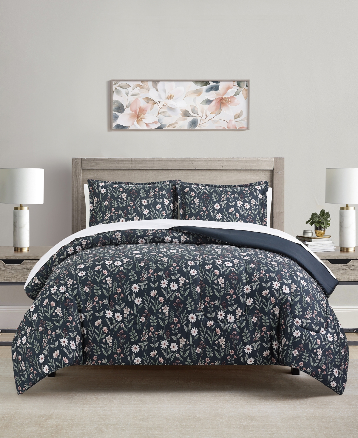 Sunham Veronica Botanical 3-pc. Comforter Sets In Blue