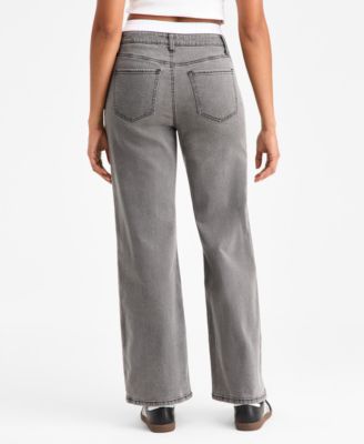Women's Contrast-Waist Wide-Leg Jeans, Macy's Exclusive
