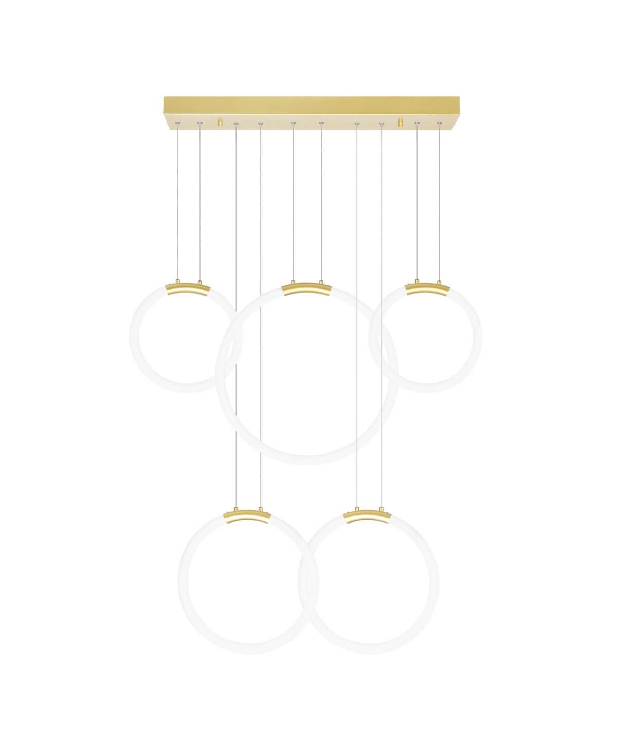 Cwi Lighting 27" Metal Hoops 5 Light Led Chandelier In Gold