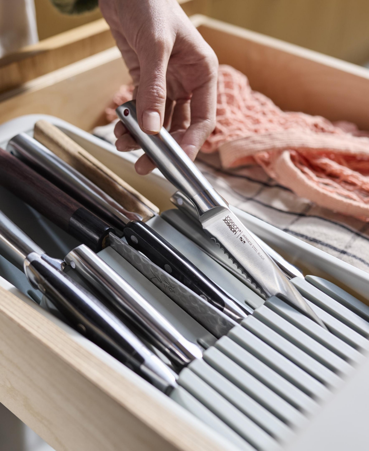 Joseph Joseph Drawerstore 2-tier Knife Organizer In Gray