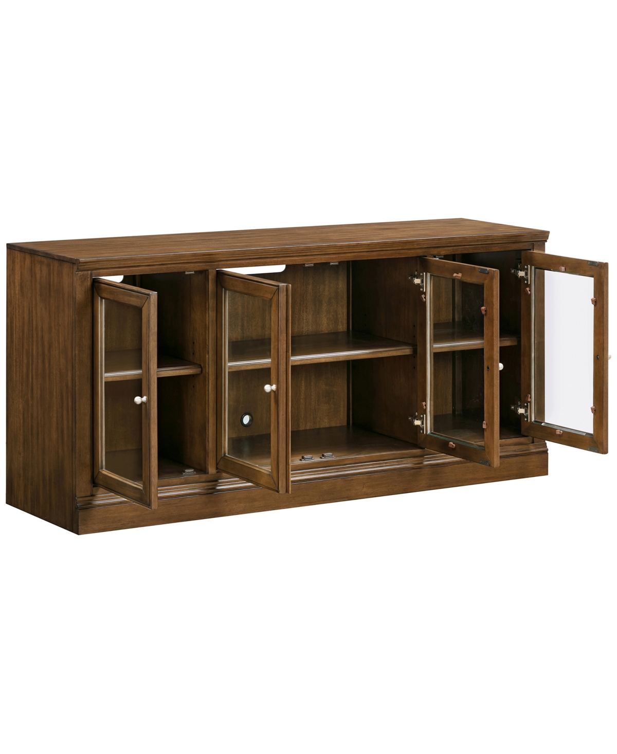 Macy's Furniture 65" Wooden Amren 4 Doors Console Table In Brown