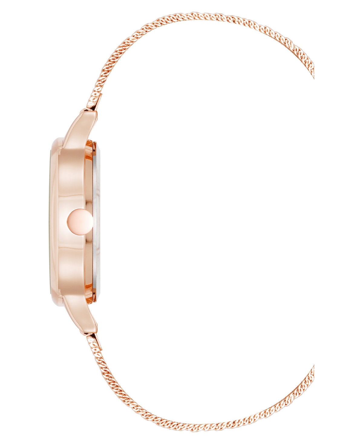Nine West Women's Quartz Capital Navy And Rose Gold-tone Stainless Steel Mesh Watch, 34mm In Gold