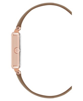 Women's Quartz Everyday Taupe Leather and Rose Gold-Tone Watch, 25mm