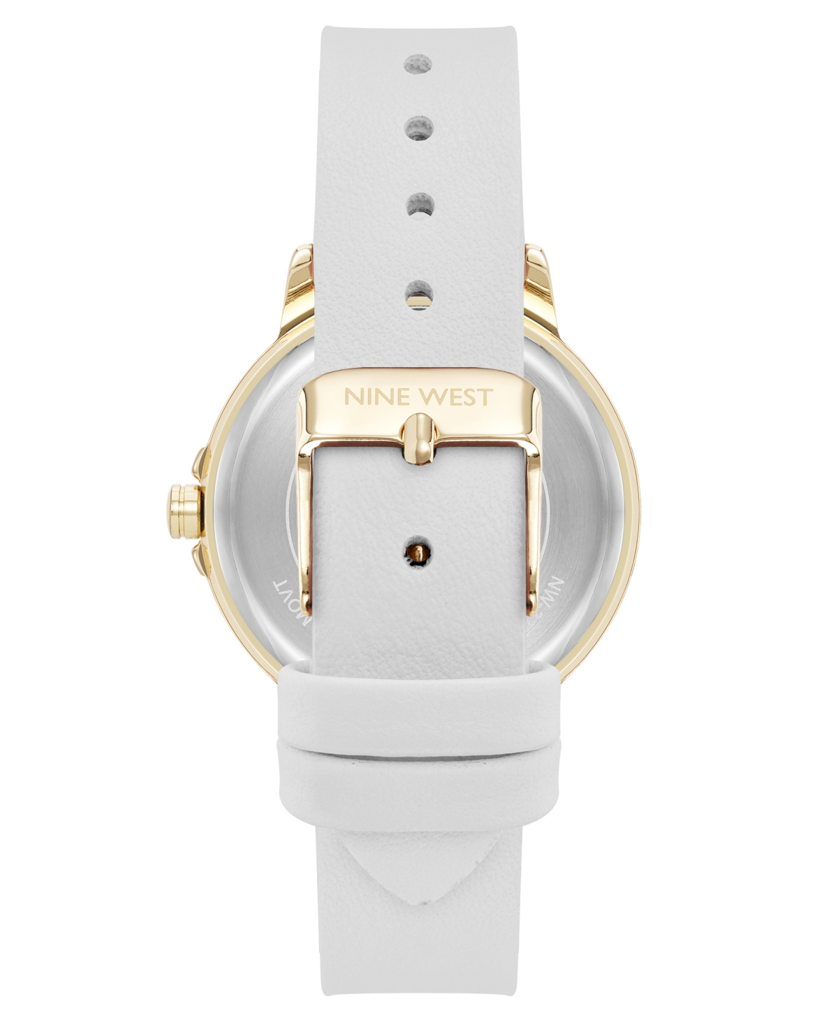 Nine West Women's Quartz Premier White Leather And Gold-tone Watch, 34mm In Multi