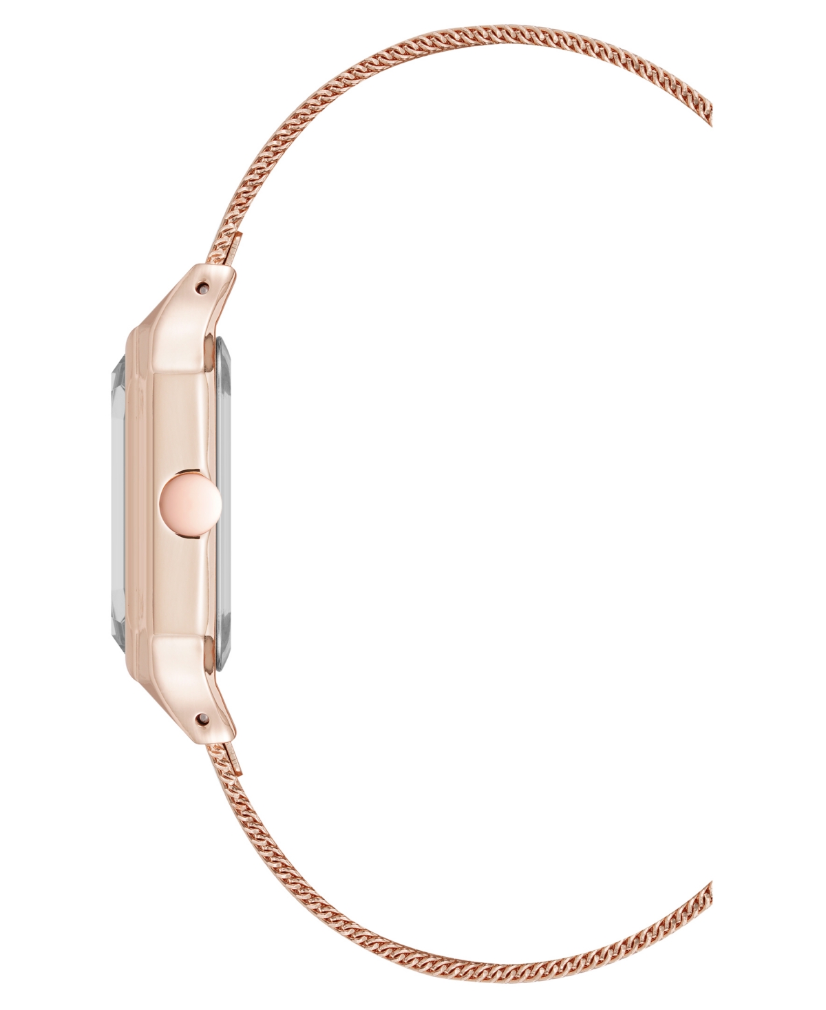 Nine West Women's Quartz Faceted Rose Gold-tone Stainless Steel Mesh Watch, 26mm In Gold