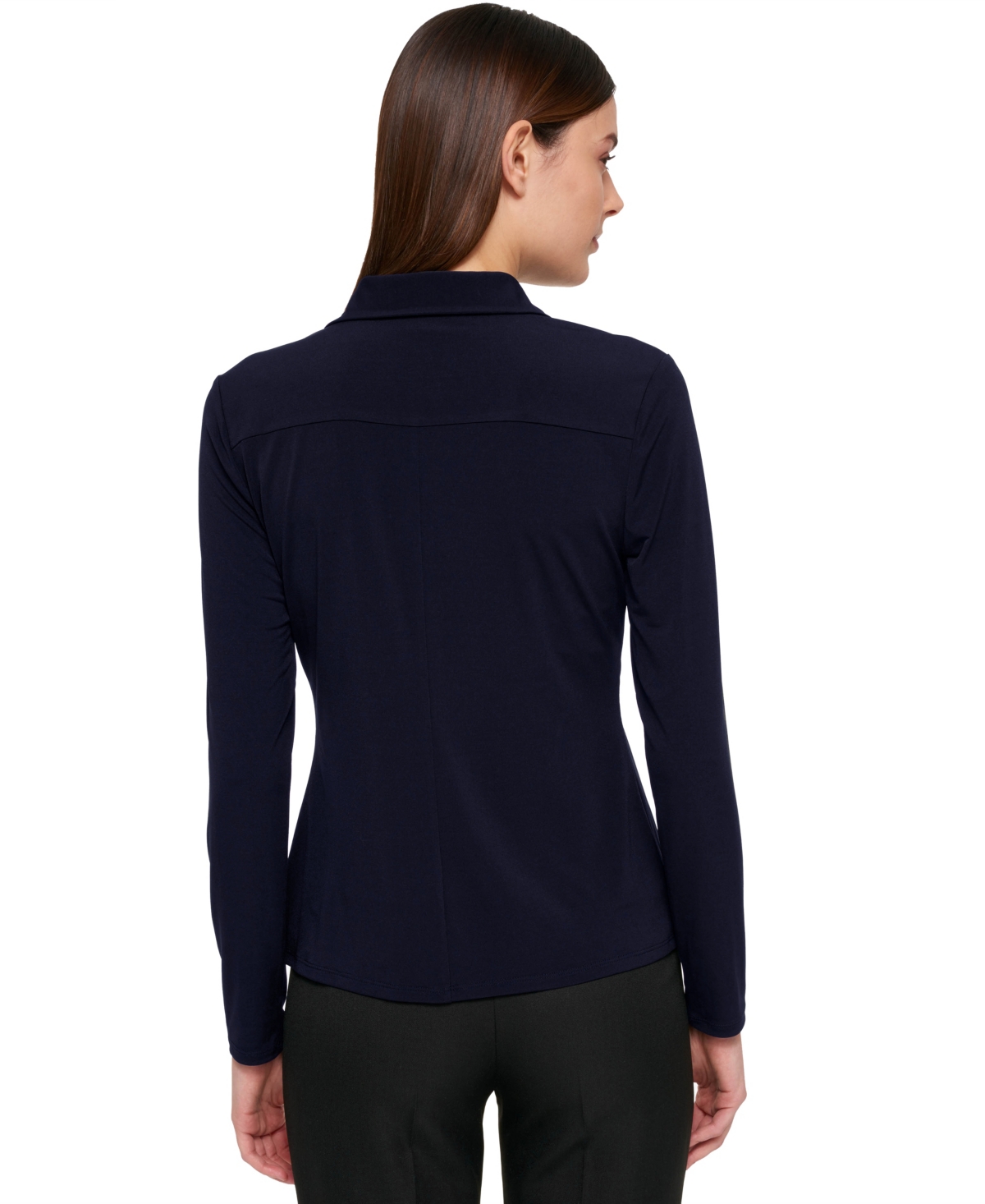 Tommy Hilfiger Women's Point-collar Top In Blue