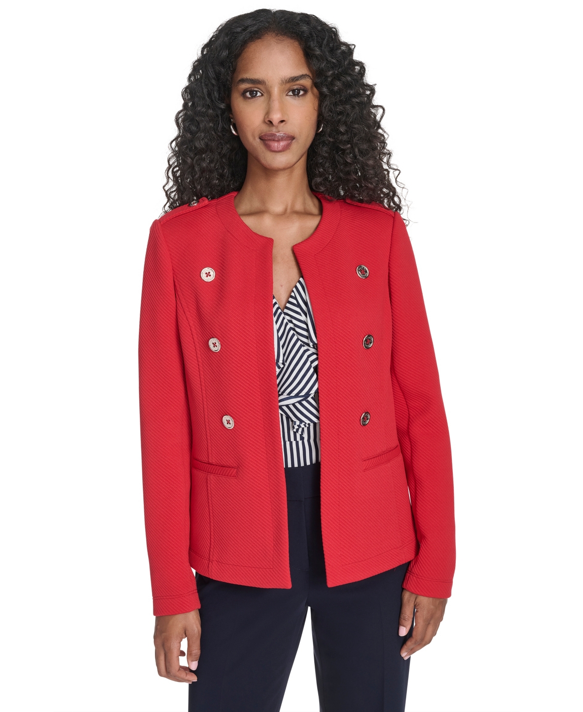 Tommy Hilfiger Women's Twill Jacquard Band Jacket In Red