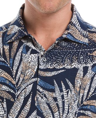 Men's Pointillism Tropical Print Short-Sleeve Button-Down Shirt