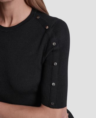 Women's Button Detail Short Sleeve Sweater