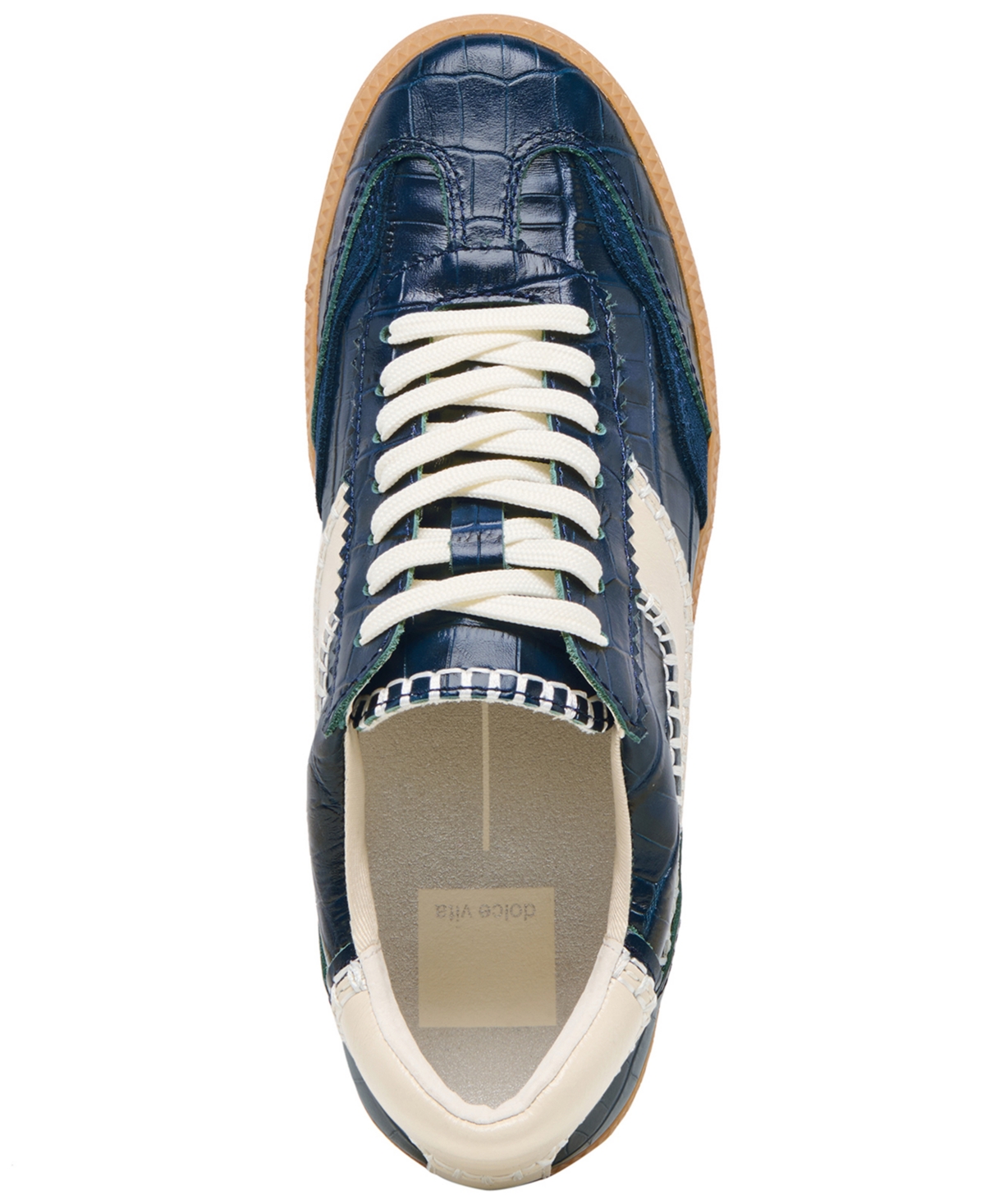Dolce Vita Notice Stitch Sneakers Ink Croco Embossed Leather In Blue