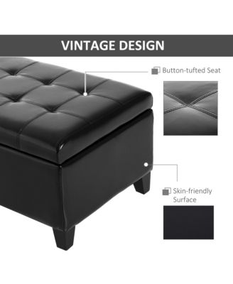 Storage Ottoman Bench 3-seater PU Leather Furniture Foot Stool