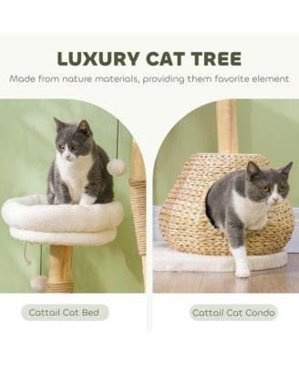 41" Cat Tree for Indoor Cats with Wooden Cat Scratching Posts, Condo