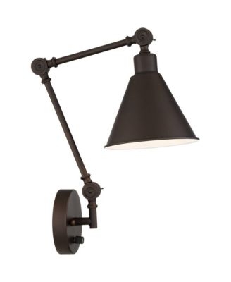 Set of 2 Dark Bronze Plug-in 6" Light Fixture Wray Modern Industrial Swing Arm Wall Lamps