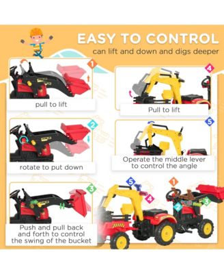 Kids Ride On Excavator/Bulldozer, Pedal Car Digger Toy