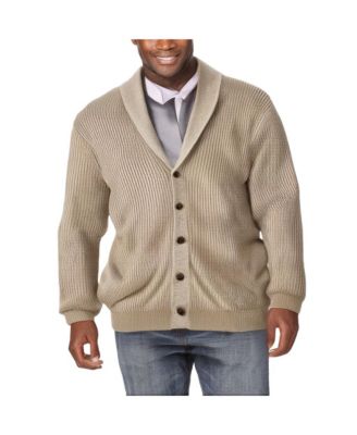 Big & Tall Shaker Knit Shawl-Collar Cardigan Sweater
