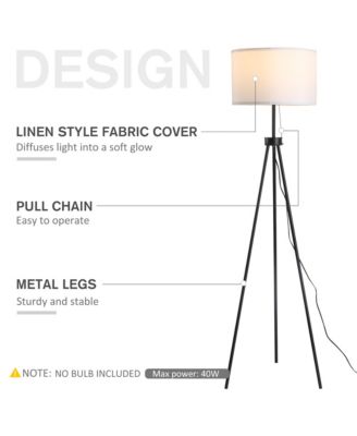 59.75" Sding Floor Lamp Fabric Lampshade Steel Tripod,