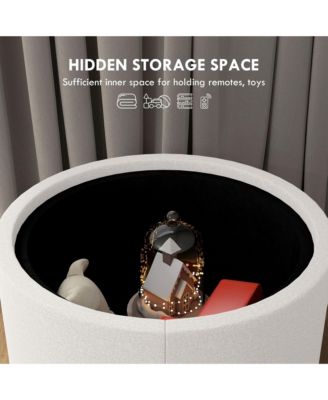 Round Storage Ottoman Table with Flip Top Tray,