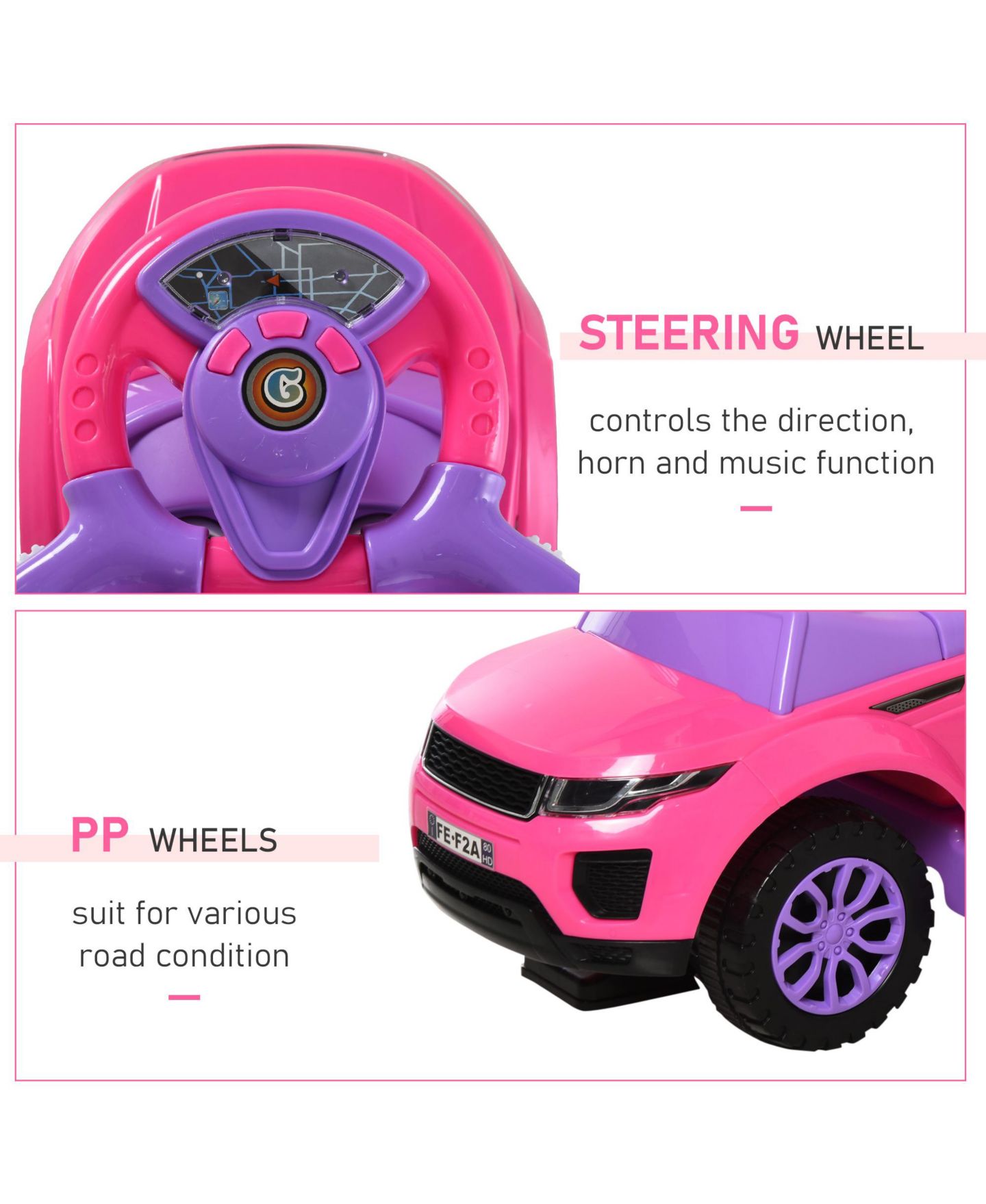 Детская игрушка Aosom 3 in 1 Push Car with Horn and Music Stroller, 55 Lbs., Ages 18-36 Months — фото 7