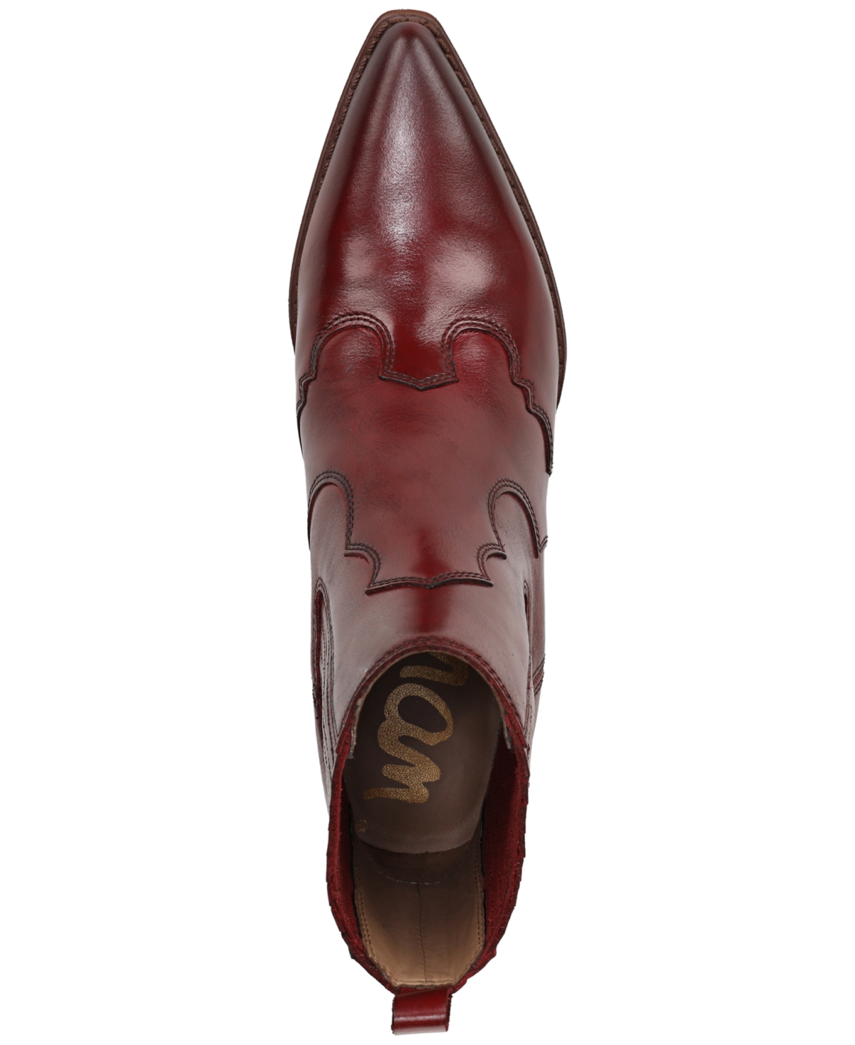 Sam Edelman West Ankle Boot Deep Scarlet Leather In Burgundy